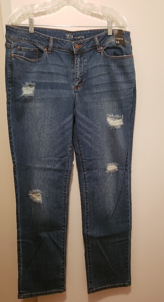 NY & Co. Straight Leg Distressed Jeans